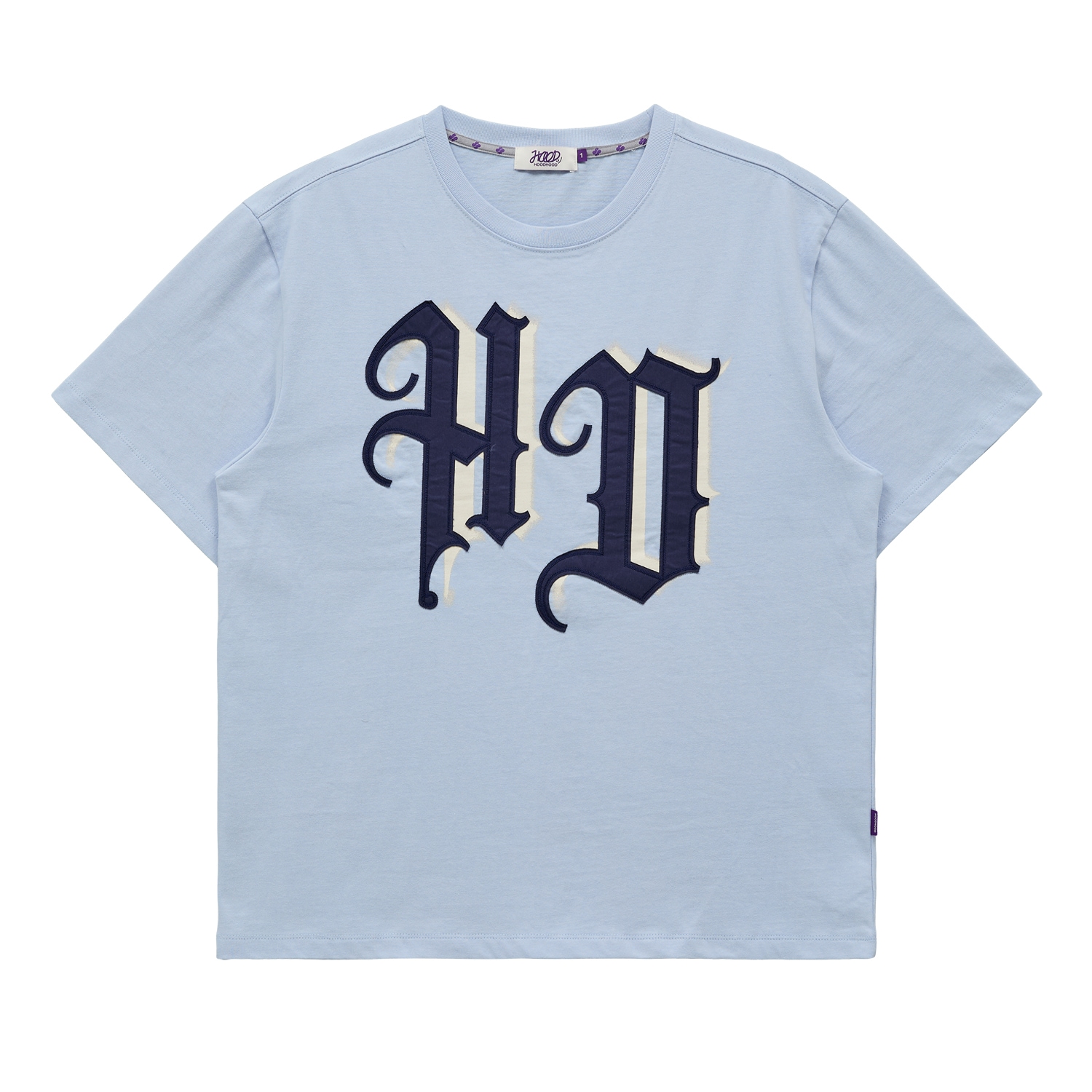 HD Applique half sleeve T-shirt SKYBLUE