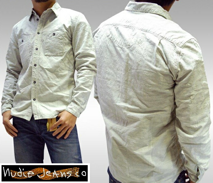 ヌーディージーンズ NUDIE JEANS メンズ ストライプ シャツ コットン 長袖 JOAKIM INDIGO ボタンシャツ ジーンズ ブランド セレブ ファッション サファリ掲載