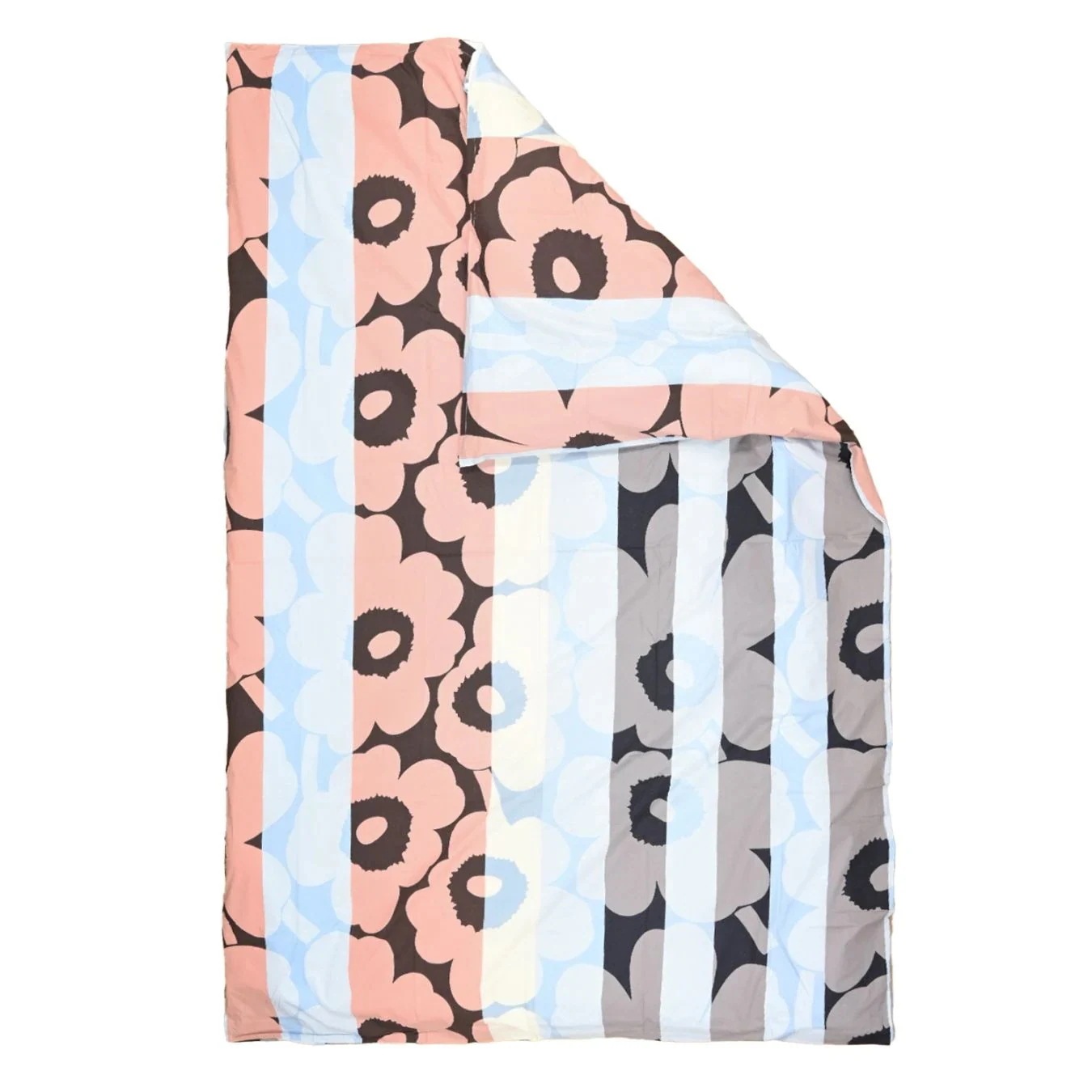 デュベカバー Unikko ウニッコ 掛け布団カバー シングル 150×210cm ブルー×オフホワイト×ピーチ 071532 125