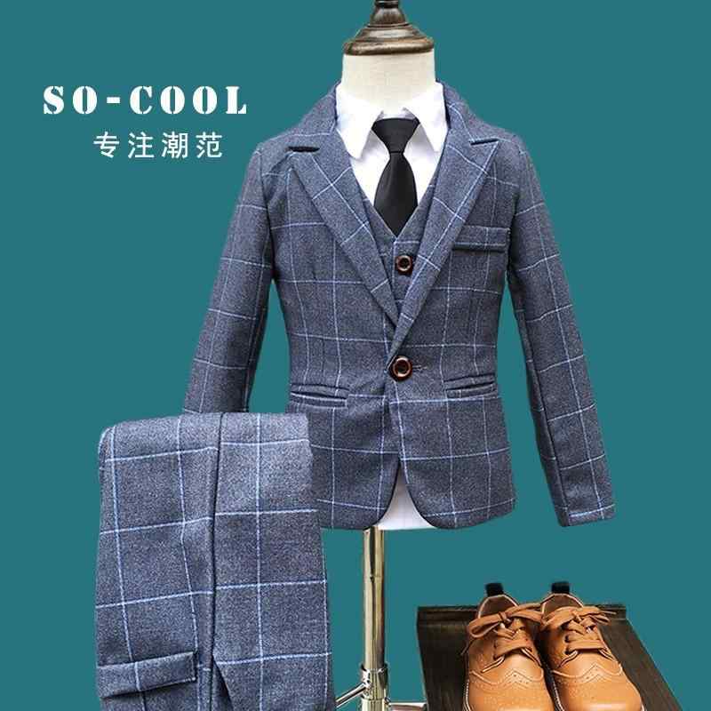 最安値挑戦 男の子 セット 3点組 春夏 秋冬 長袖 格子柄 綿素材 伸縮性 礼服 子供服 普段使い 7歳～10歳 対応 ネイビー グレー ワインレッド カラーバリエーション 軽量 着心地 良い