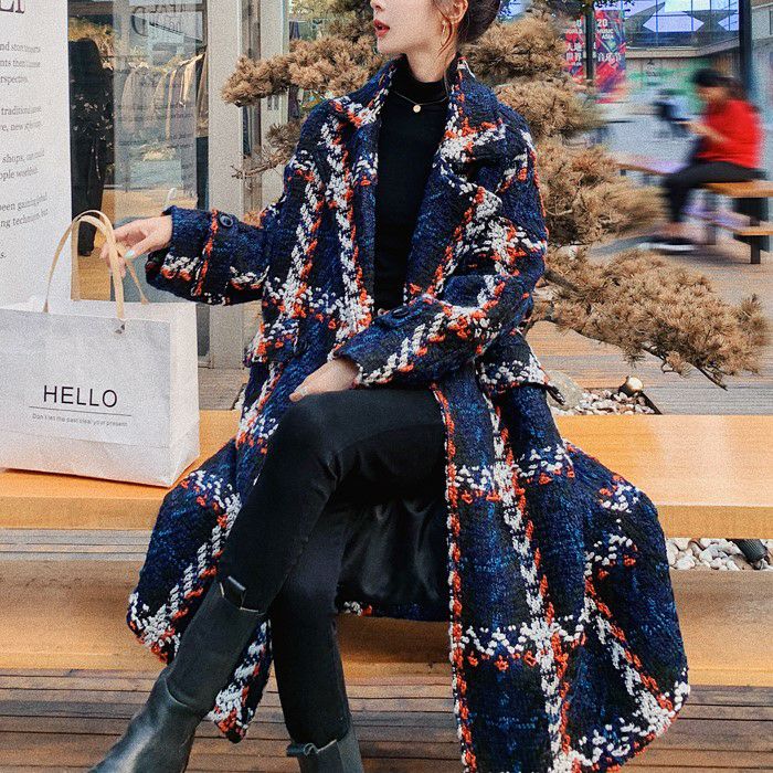 予約秋冬 新作 2color チェック柄 チェスター コート ツイード生地 起毛生地 キルティング