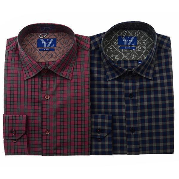 YJEFUA727_コットンレーヨンギンガムチェックスリム長袖