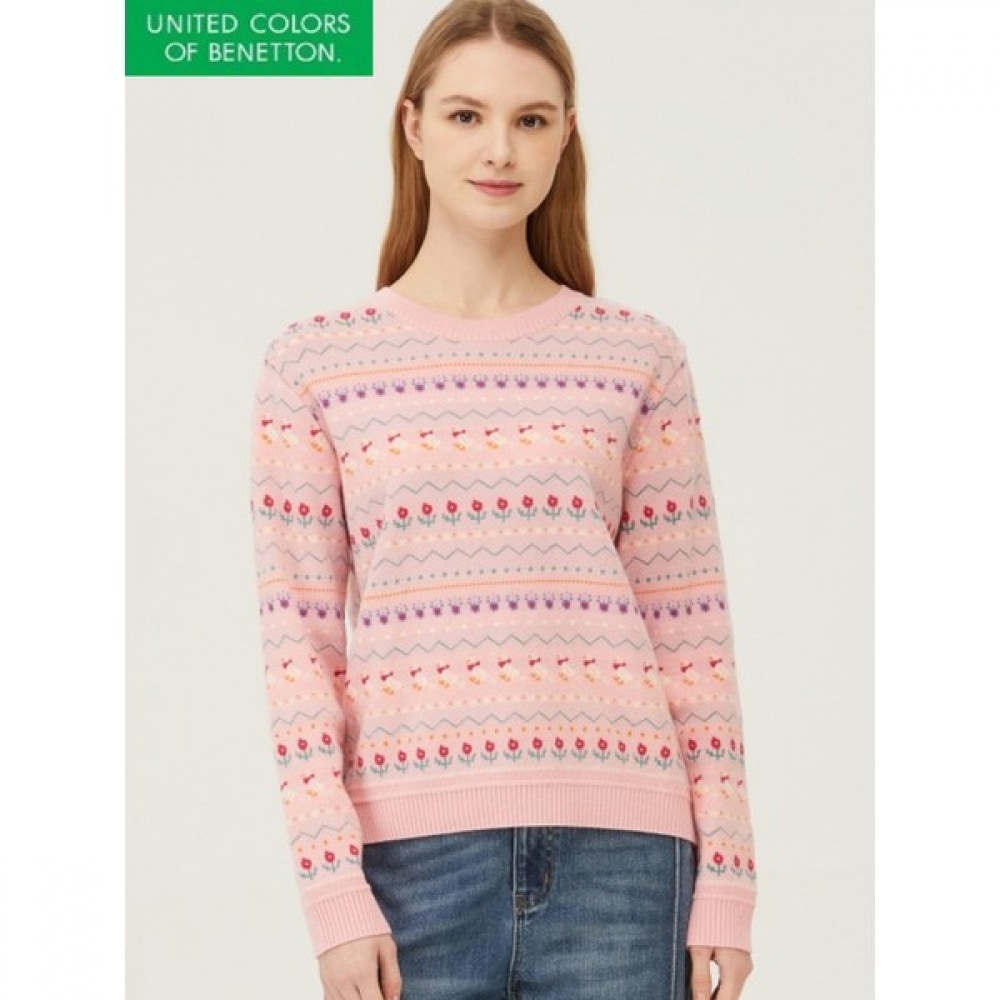 (ベネトン) ダックフラワージャカードニット_BAKP01411