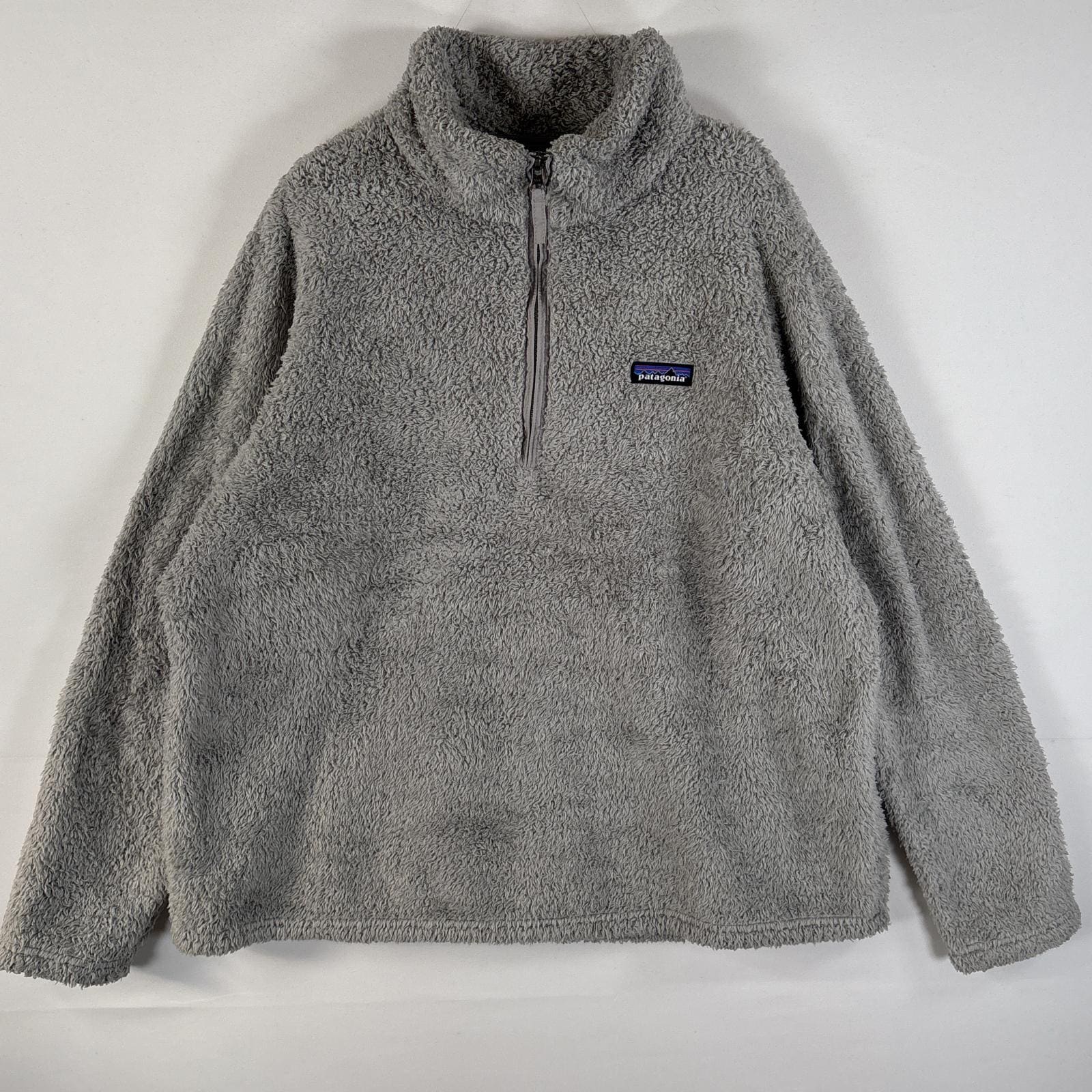 古着 フリースジャケット ハーフジップ ハイロフトフリース ワンポイントロゴ XXL グレー レディース