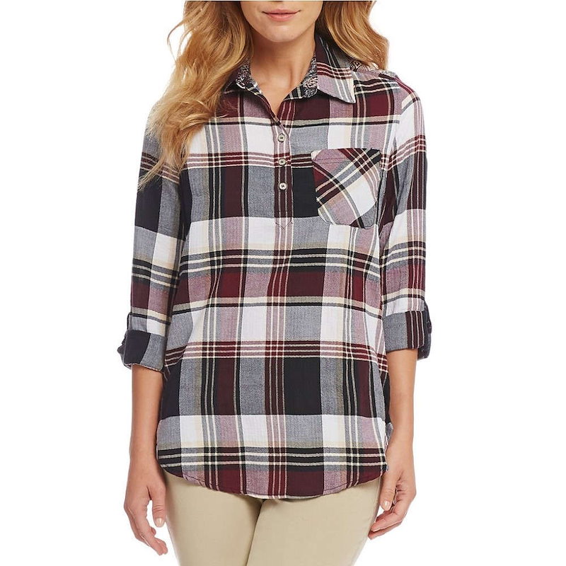 ウエストバウンド レディース トップス ブラウス・シャツ【Westbound Petites One Pocket Popover Shirt】Plaid/Wallpaper ウエストバウンド レディース トップス ブラウス・シャツ【Westbound Petites One Pocket Popover Shirt】Plaid/Wallpaper