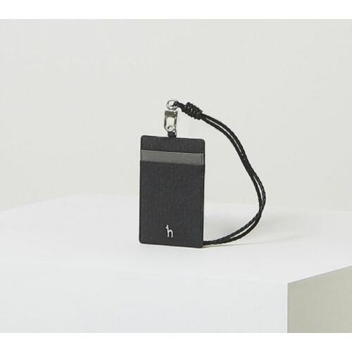 へジス[ヘッジスACC]HJHO2E004/[DEDGE]ネイビーパフィー飾りライン配色レザーネックレス型カードホルダー