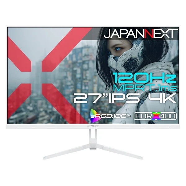 JAPANNEXT JN-IPS27G120U-W ホワイト 27型 4K 液晶モニター