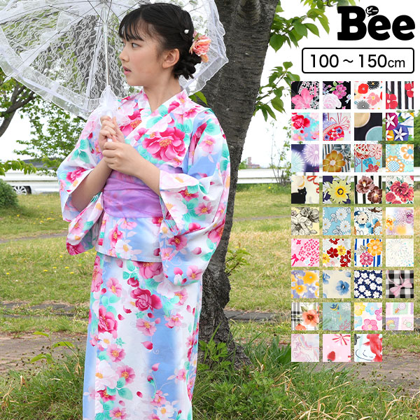 浴衣3点セット ガールズ キッズ 女の子 韓国子供服 花火大会 簡単 花 猫 リボン 毬