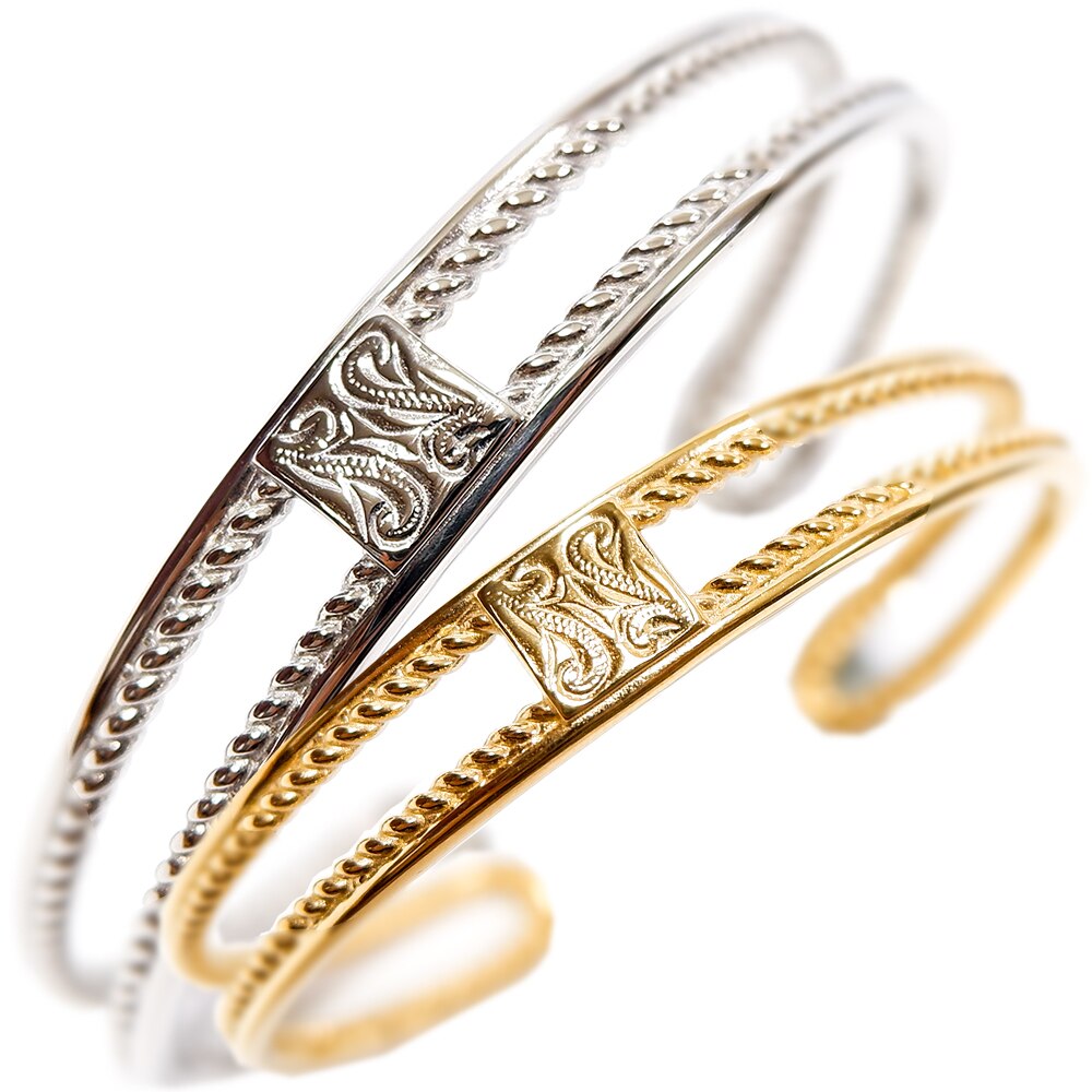 ハワイアンジュエリー バングル カレイキニ スクロール レディース メンズ 金属アレルギー対応 サー