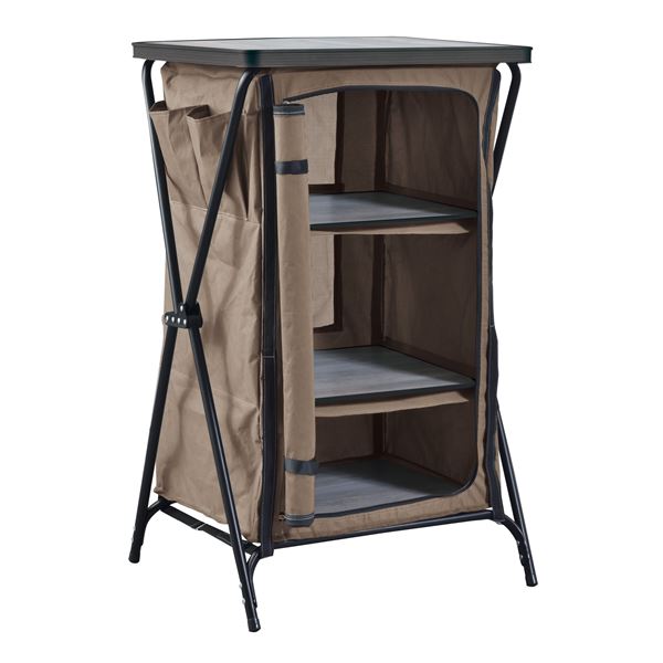 フォールディングキャビネット 3段 約W59.5xD52xH96.5cm ブラウン 組立品