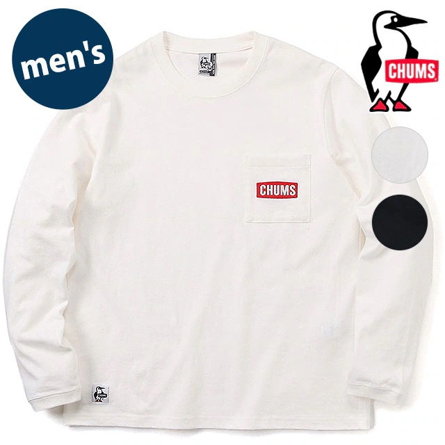 メール便 メンズ チャムスロゴポケットブラッシュドロングスリーブTシャツ [CH01-2306] L/S T-Shirt トップス カットソー 長袖 USAコットン