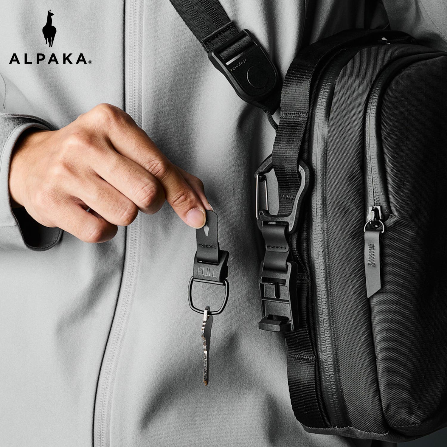 カラビナ キーホルダー メンズ レディース Lサイズ HUB ブラック 黒 4180