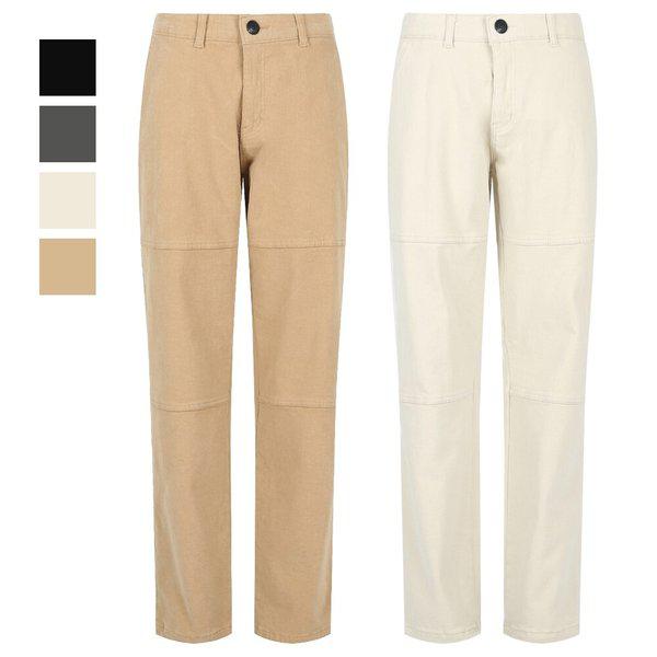 メンズ 裾スリット 弱起毛 バンディング ストレートフィット スパンデックス混綿パンツ NE-PTK-Q029-クリーム