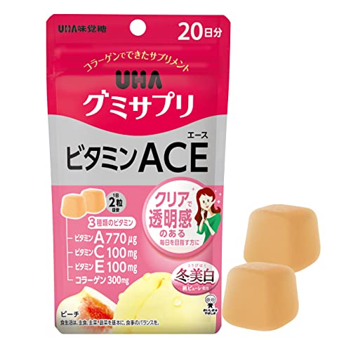 UHA グミサプリ ビタミンACE 20日分 40粒 1日2粒 ピーチ味