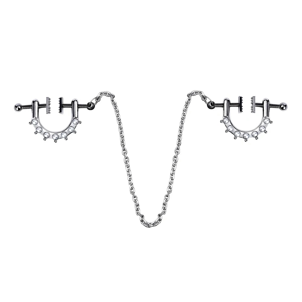 パール チェーン ニップルクランプ 乳首 ノンホール ボディピアス 挟む 装着簡単 つなぐ 繋ぐ はさむ 鎖 ステンレス 胸 アクセサリー 男性 女性 プレゼント 真珠 ppnpl-00-0010