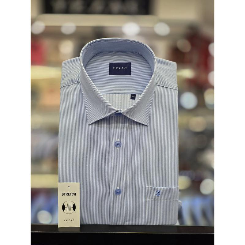 [] 綿混TCスパンストライプ レギュラーフィットシャツ YJFSBR131BL [P003740341]