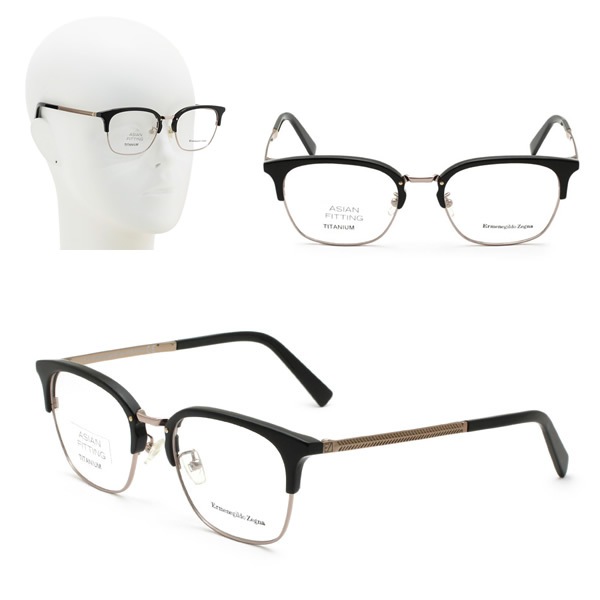 フレームのみ EZ5114-D/V 001 54 Ermenegildo Zegna メガネ 眼鏡 アジアンフィット ブラック