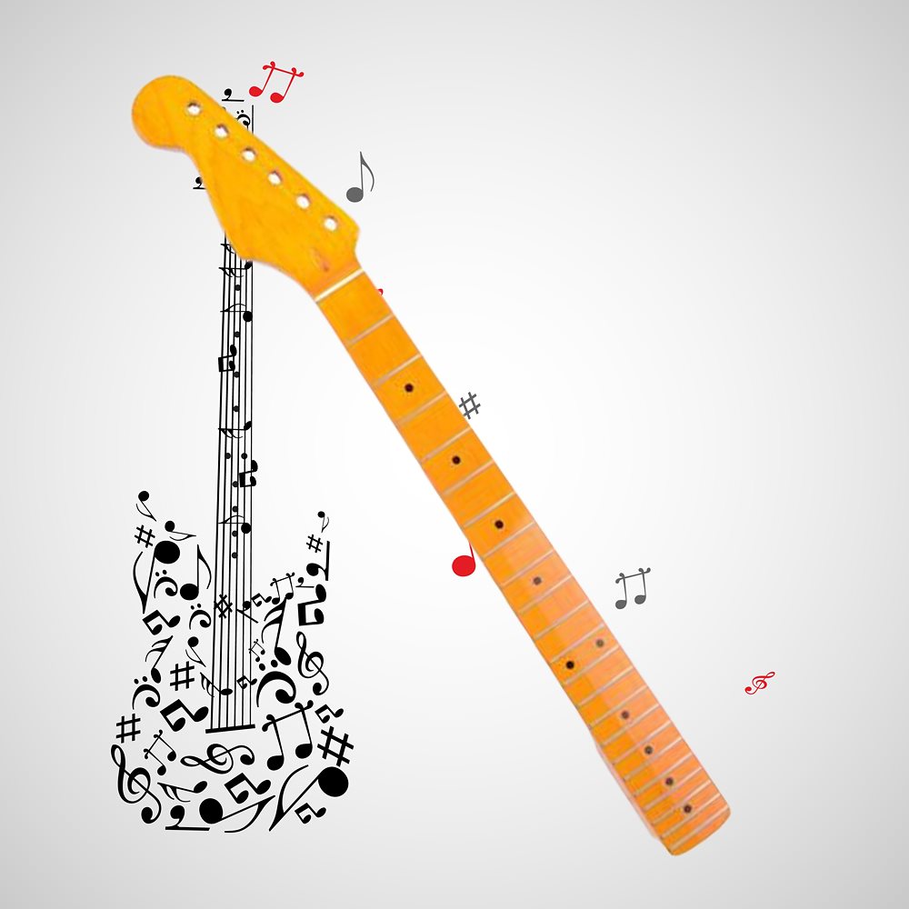 STタイプ リバースヘッドネック ストラト交換用ネック　左手用 エレキギターネック フィンガーボード ギターパーツ　MU1127