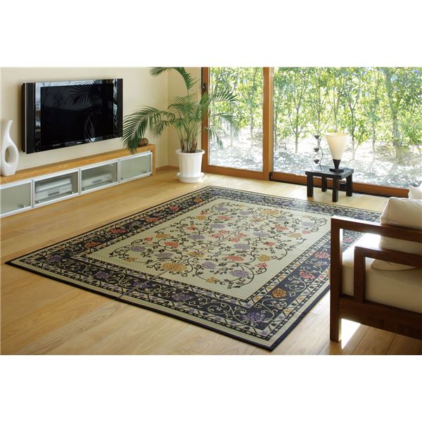 国産い草 ラグマット/絨毯 約261352cm ナチュラルブラック 日本製 縁：綿100％ イデア リビング