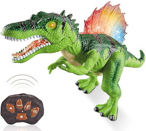 恐竜のおもちゃリモートコントロールされた恐竜照明付きRC恐竜LED照明付きの電気玩具ウォーキングとro音男の子向けの現実的なロボットギフト女の子AI