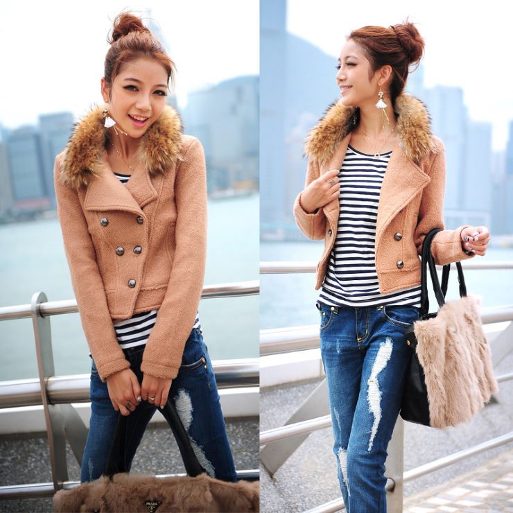 ショート丈ファー付きジャケット コート コート ロング ロング丈