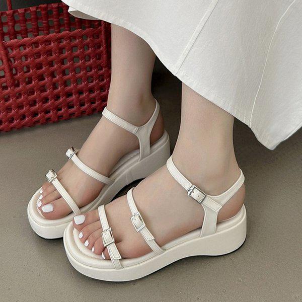 レディース夏サンダル ストラップ 厚底サンダル