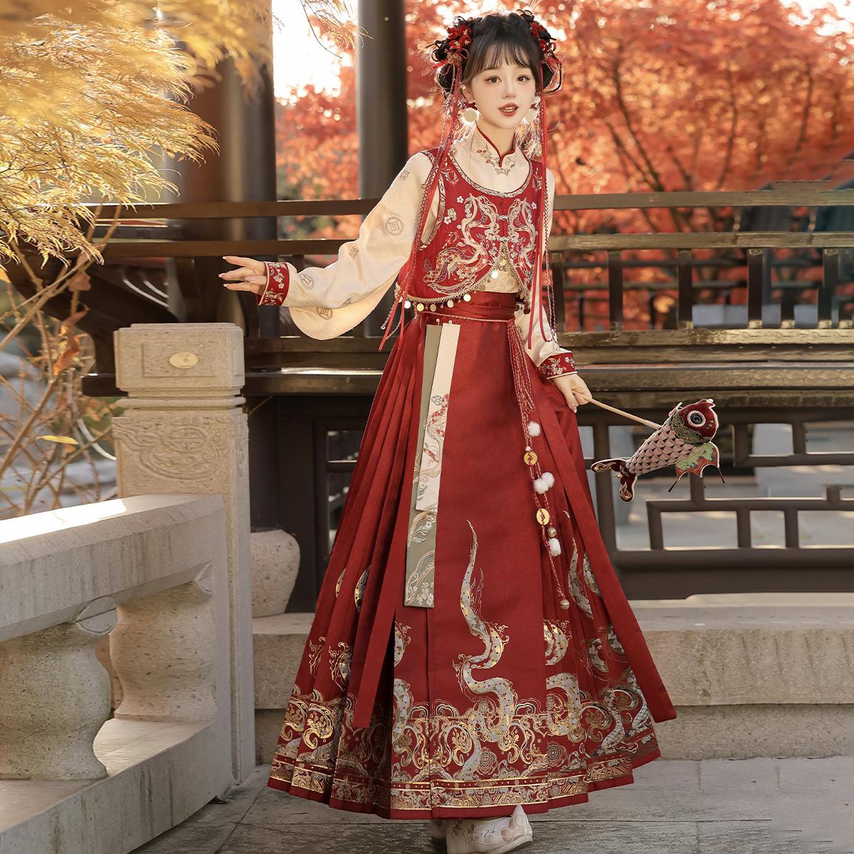 【フルセット】富貴綿綿新韓国ベストシャツ馬面スカートコートcos服セット