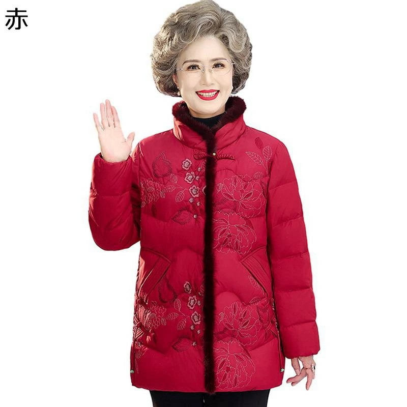 レディースジャケット レディース 中綿入り 中綿コート 綿服 花 花柄 プリント 長袖 婦人 シニア 高齢者 老人 60代 70代 80代 冬 暖か コート 柔らかい ファッション お洒落 流行 着痩