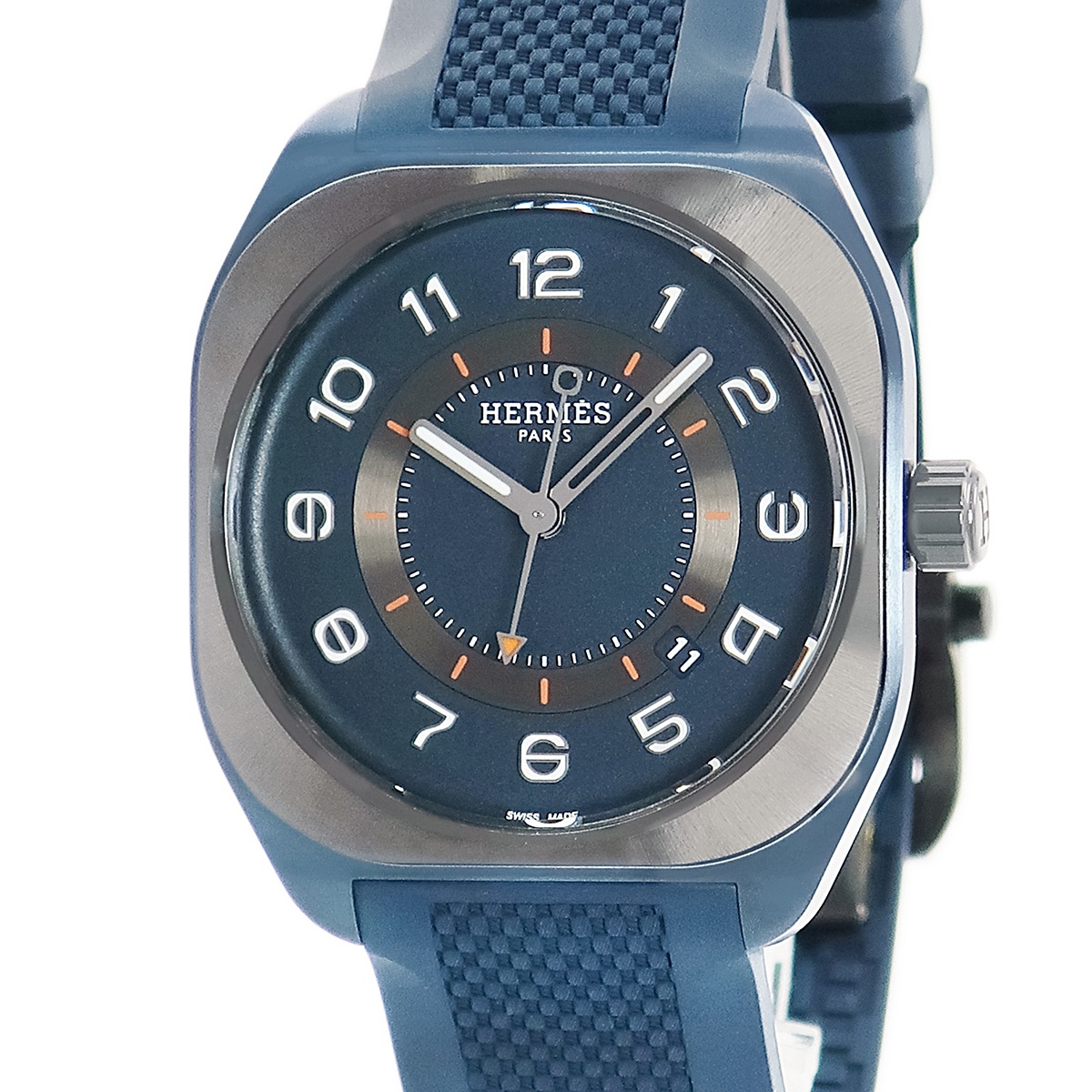 H08 エクストララージ SP1.744 自動巻き メンズ 未使用 ブルーチタン PVD アラビア 角型 軽量 3年保証