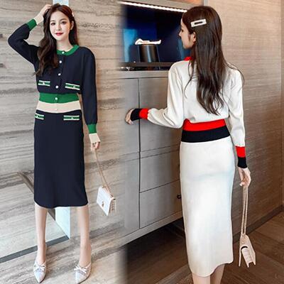 セットアップ トップス ジャケット スカート 袖あり 長袖 ミモレ丈 大きいサイズ 2点セット おしゃれ ゆったり きれいめ カジュアル フェミニン おしゃれ 韓国 コーデ 春 秋 冬 ブルー 青 ア