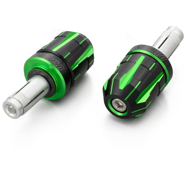 D35473 PREMIUM ZONE バーエンド スズキ / 汎用(ハンドル内径φ14-19) TECHNO ライムグリーン