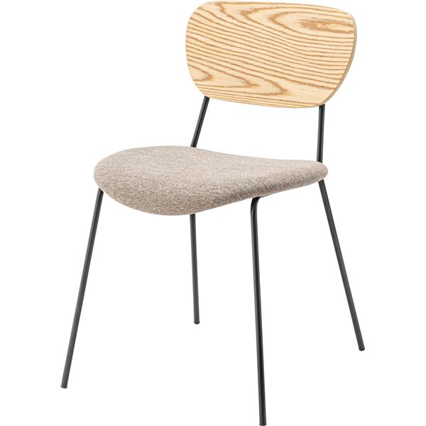 チェア ベージュ×ナチュラル（ウッド） （約W48×D55×H75×SH46cm） 完成品