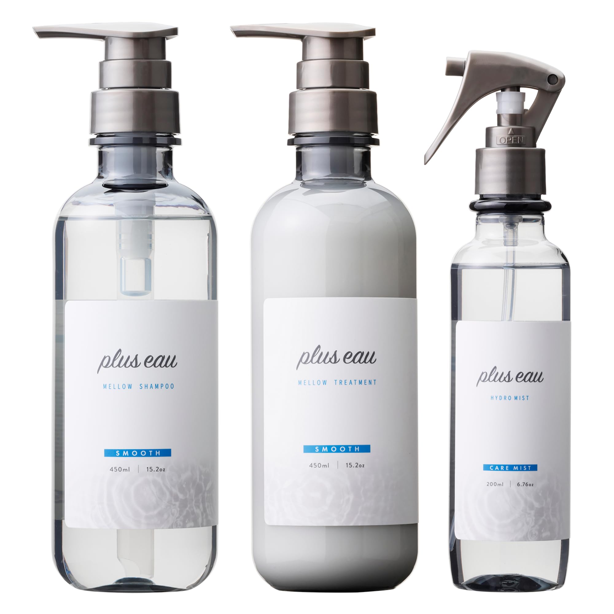 plus eau プリュスオー シャンプー トリートメント メロウ ハイドロミストN トリプルセットa 450ml+450ml+200ml 各1本入