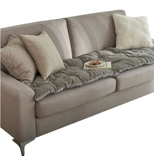 ふんわり トッパー ソファパッド カプチーノチェック 韓国インテリア