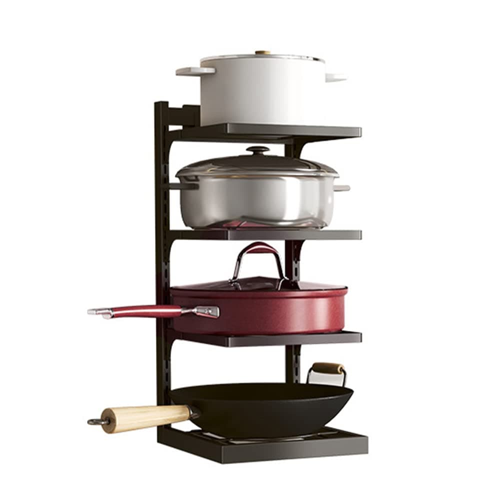 KKC フライパン収納 シンク下 フライパンスタンド 鍋おきラック 壁掛け 4段