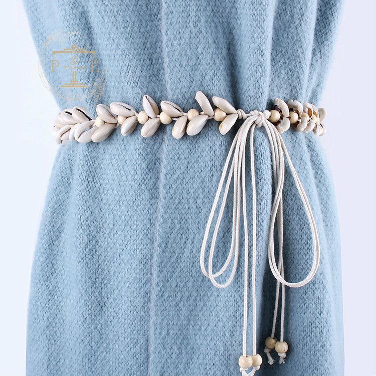 ベルト 小物 コーディネート レディース ウエスト 紐ベルト 貝殻 海