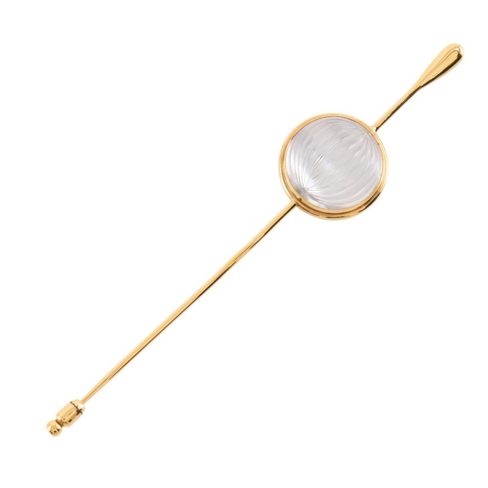 カボション ピンブローチ ブローチ 金メッキ クリスタル 約18.8g レディース 中古品