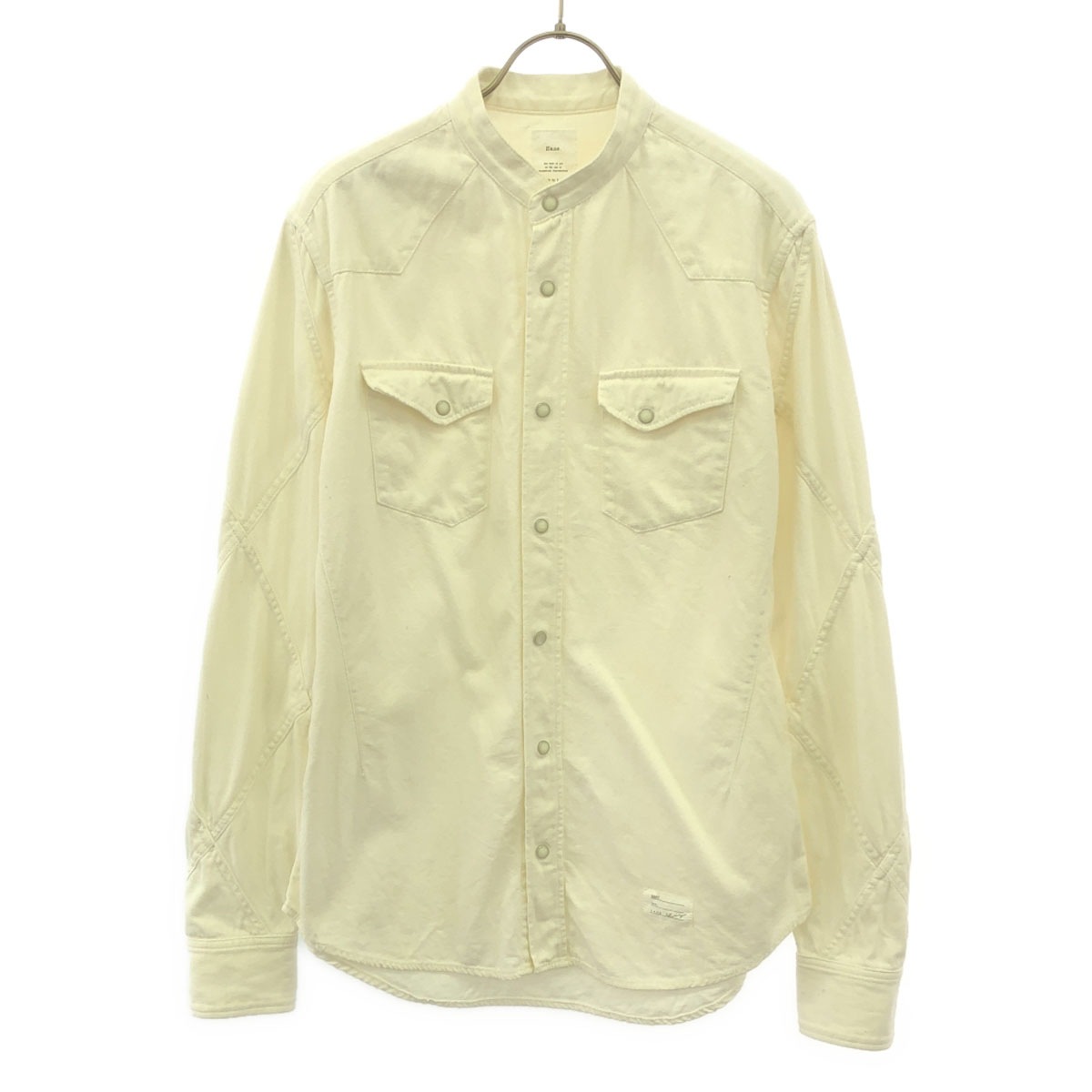 Name. ネーム 日本製 長袖 バンドカラーシャツ 2 ホワイト メンズ 古着