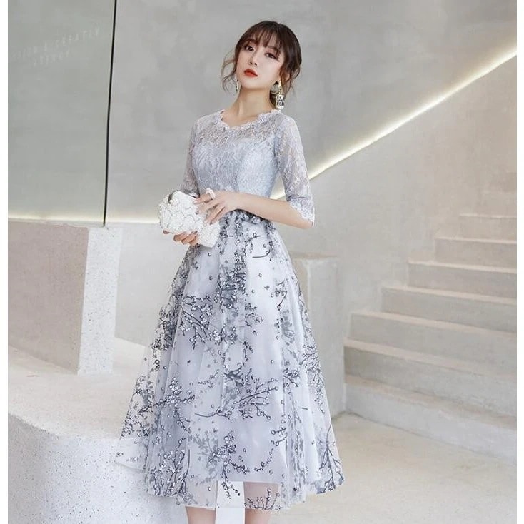 あす楽 即納 パーティードレス ミモレ丈 結婚式ドレス お呼ばれドレス ワンピース 二次会ドレス ゲ