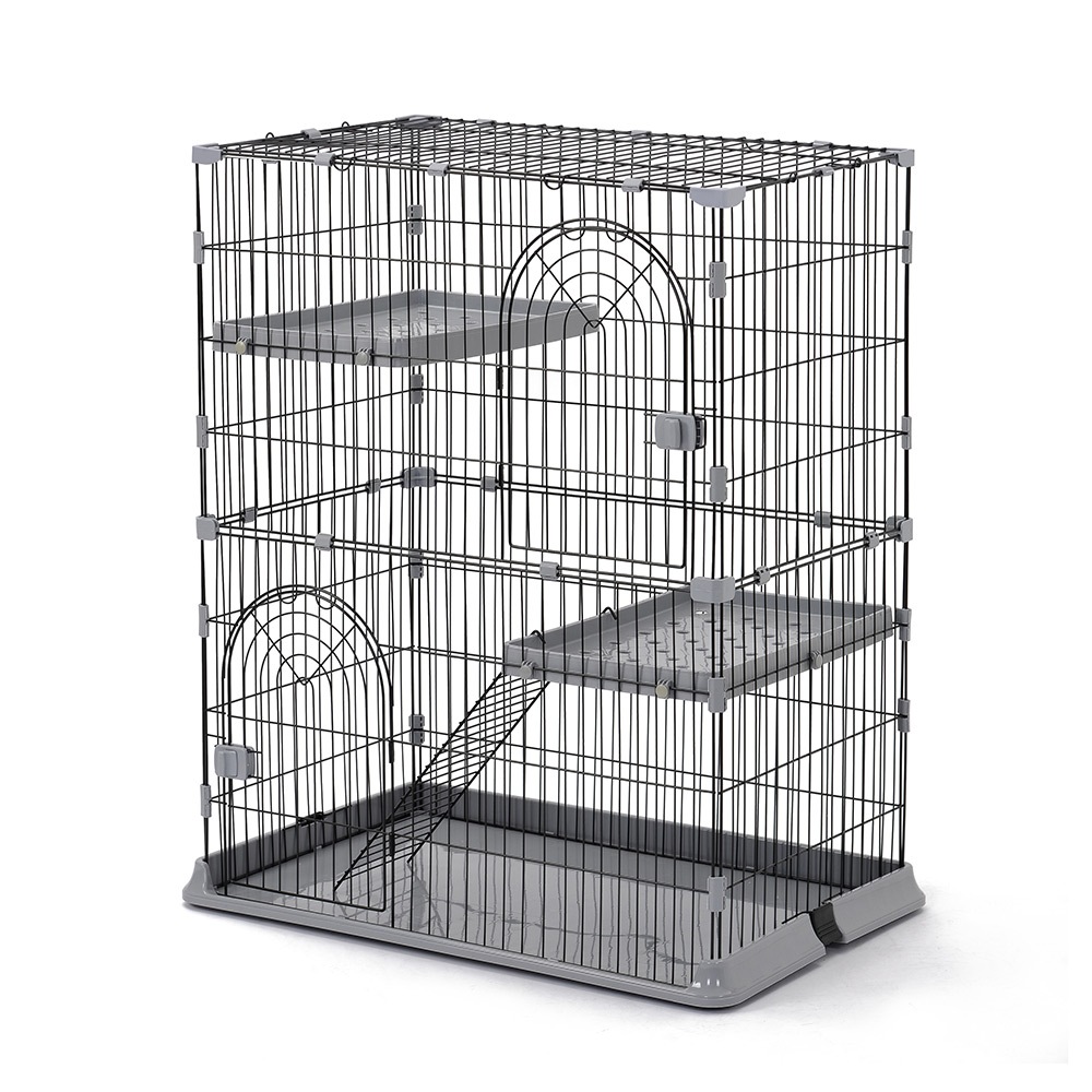 おしゃれ 猫 ケージ キャットケージ 2段 猫ゲージ おしゃれ キャットハウス ネコ ハウス 多段 留守番 保護 脱走防止 多頭飼いペットケージ【グレー】【S】