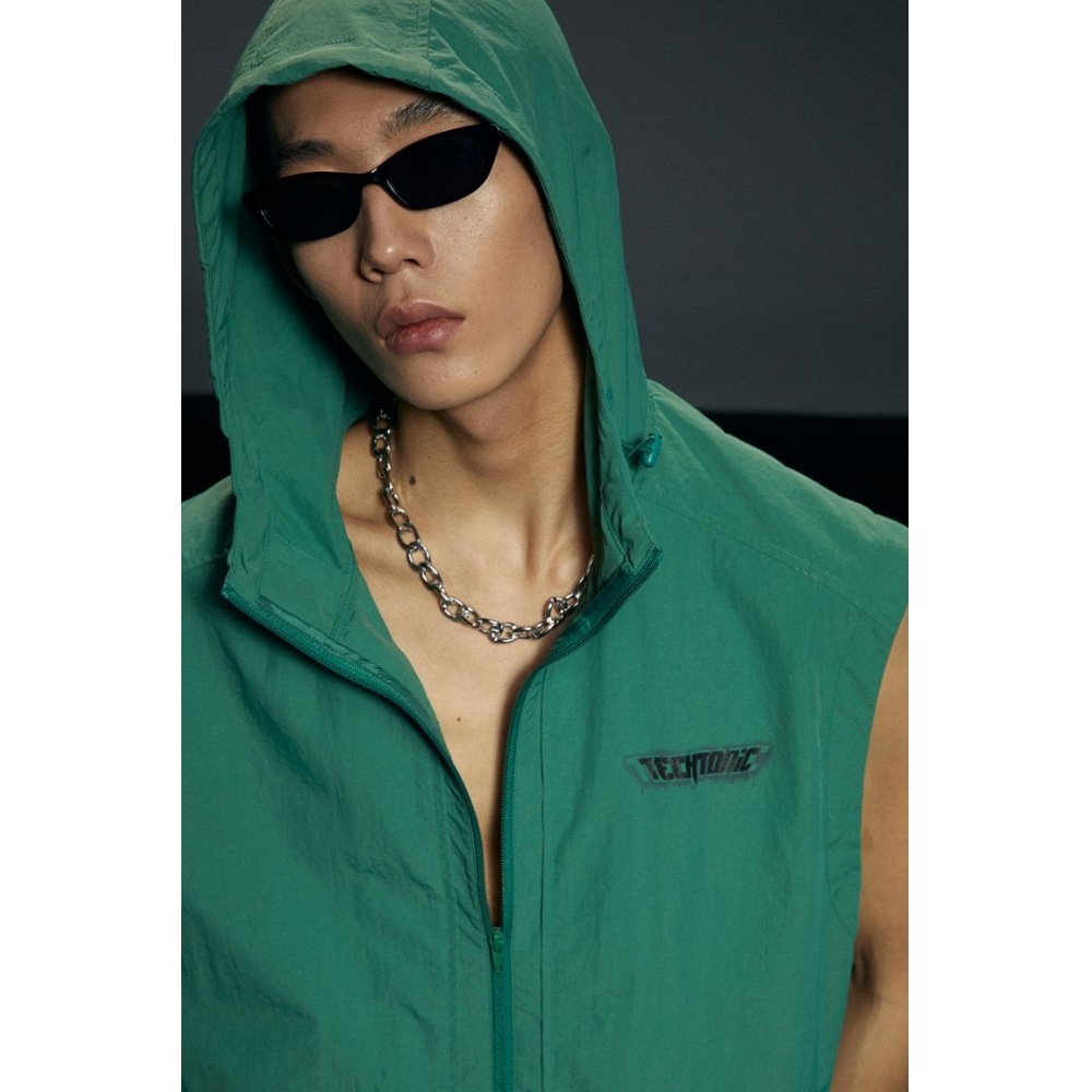 H&M ルーズフィット撥水コーティングベストグリーン/テクトニック