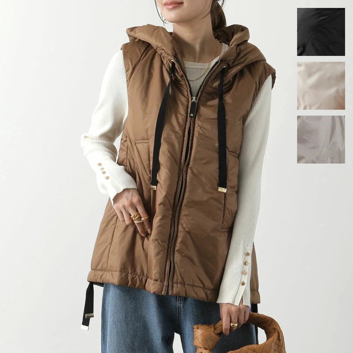 MAX MARA THE CUBE マックスマーラ ザ キューブ ベスト GREENGO グリーンゴ レディース ジレ テクニカルファブリック フード付き ショ