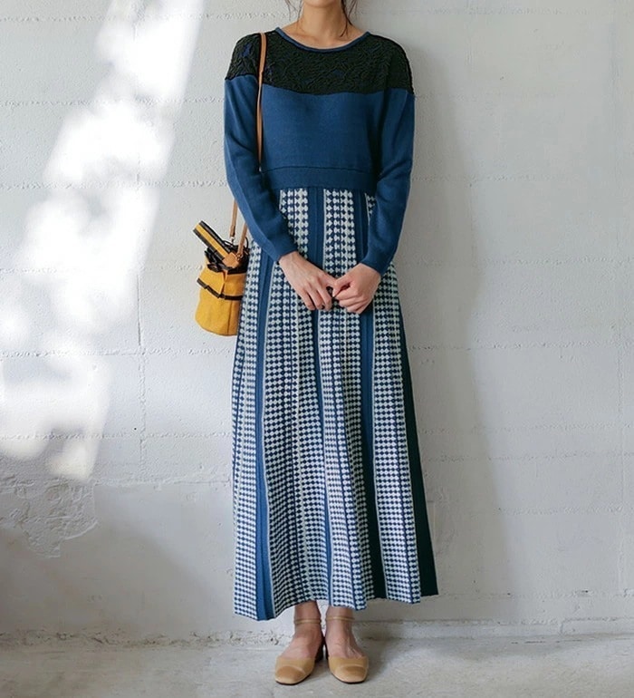 [最安値挑戦]！ジャカードニットワンピース レディース 春 ワンピース M-3L