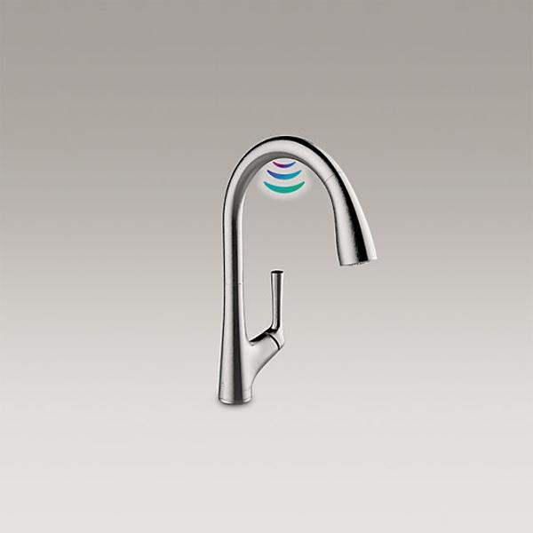 水栓 蛇口 キッチン 混合水栓 KOHLER コーラー シングルレバー センサー式 タッチレス キッチンK-77748T-ZZ-VS バイブラントブラッシュドステンレス 正規輸入品