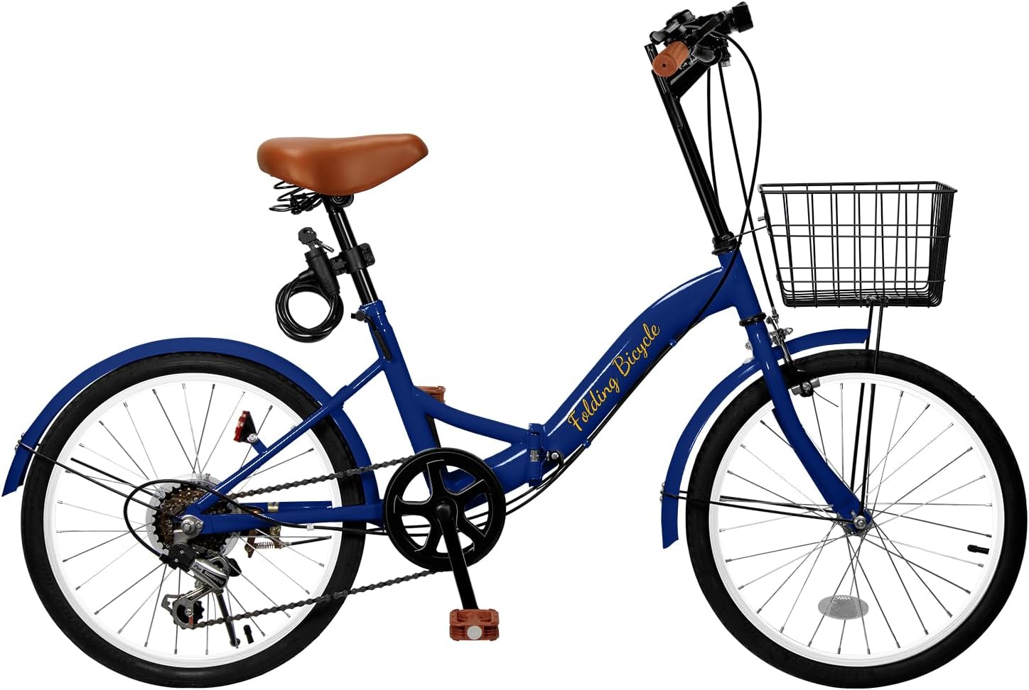 折りたたみ自転車 折り畳み自転車 20インチ 折畳み自転車 6段変速 高炭素鋼フレーム ハンドル サドル高さ調整可能 前後泥除け装備 ワイヤーロック/ライト/カゴ/空気入れ付き 通勤 通学 旅行