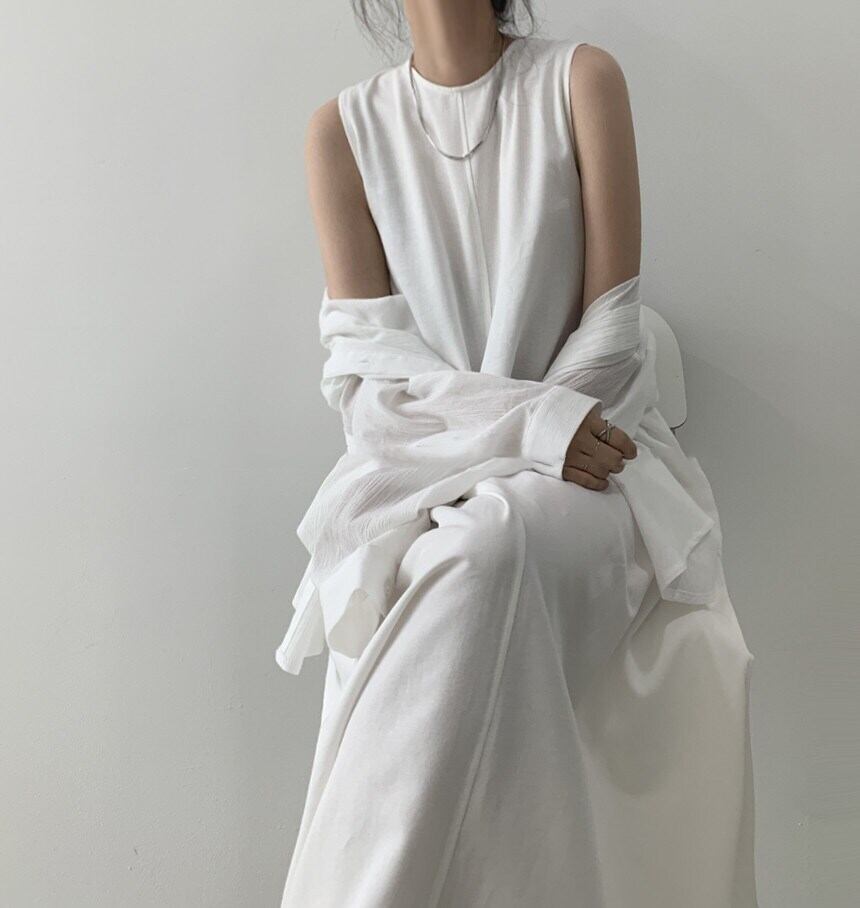 ロング ワンピース ロング丈 シック l 袖なし 人気 優雅 クール モード系 セクシー モノトーン エレガント オシャレ デート お出かけ アジアン エスニック エキゾチック 大人 可愛 5,820円