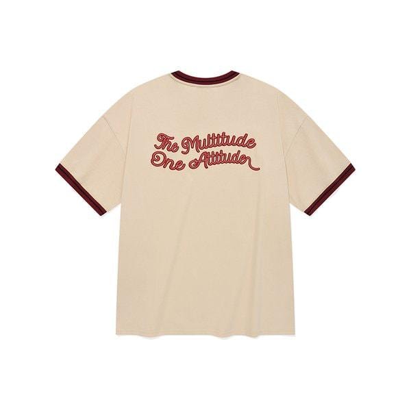[通常価格: 59,000ウォン] チェーンレタリングリンガーTシャツ ベージュ CO2402ST19BE