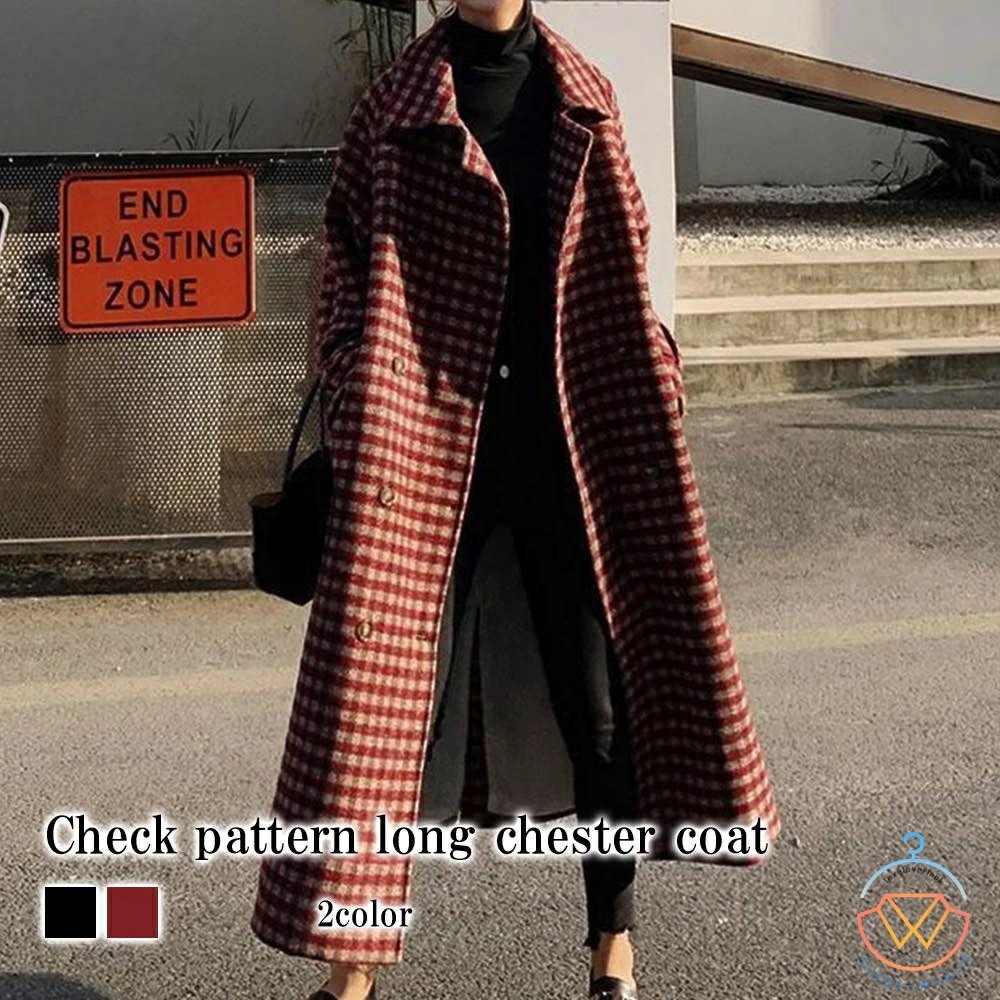 チェスターコート レディース チェック柄ロングチェスターコート 50代 春 トレンチコート チェック 英国 ロング アウター ショート 冬 ロングコート ダブル 人気 キャメル ブランド 40代 暖か
