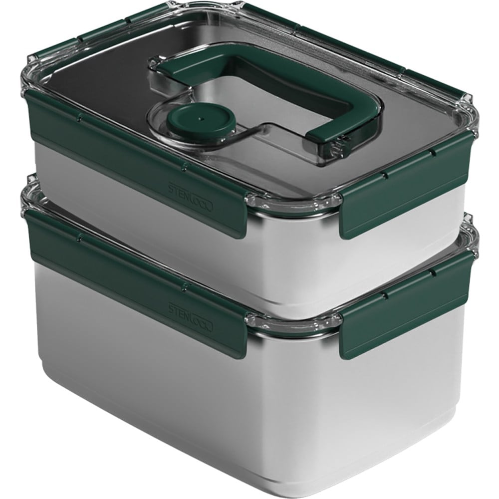 ステンラックステンキムチモストSEミニハンディ密閉容器ブリティッシュグリーン1号2.4L + 3号3.5Lセット 韓国産 保存容器 ステンレス製 タッパー 密閉容器