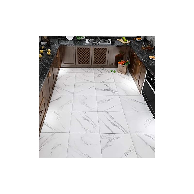 大理石 フロア タイル 約3畳分 床 リメイク シート 60枚入り トイレ 浴室 玄関 防水 フローリング 貼ってはがせる 模様替え 接着剤不要 床材 (大理石柄：11グレ)